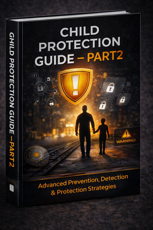 Book titled 'Child Protection Guide - Part 2' on a dark background